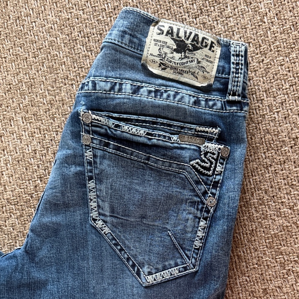 Salvage Blue Classic Straight Jeans - Picture 2 of 7